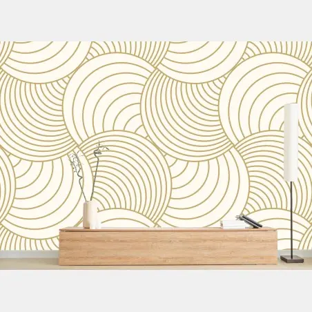 Papier peint motif de cercles dorés minimaliste – Wallnifity®