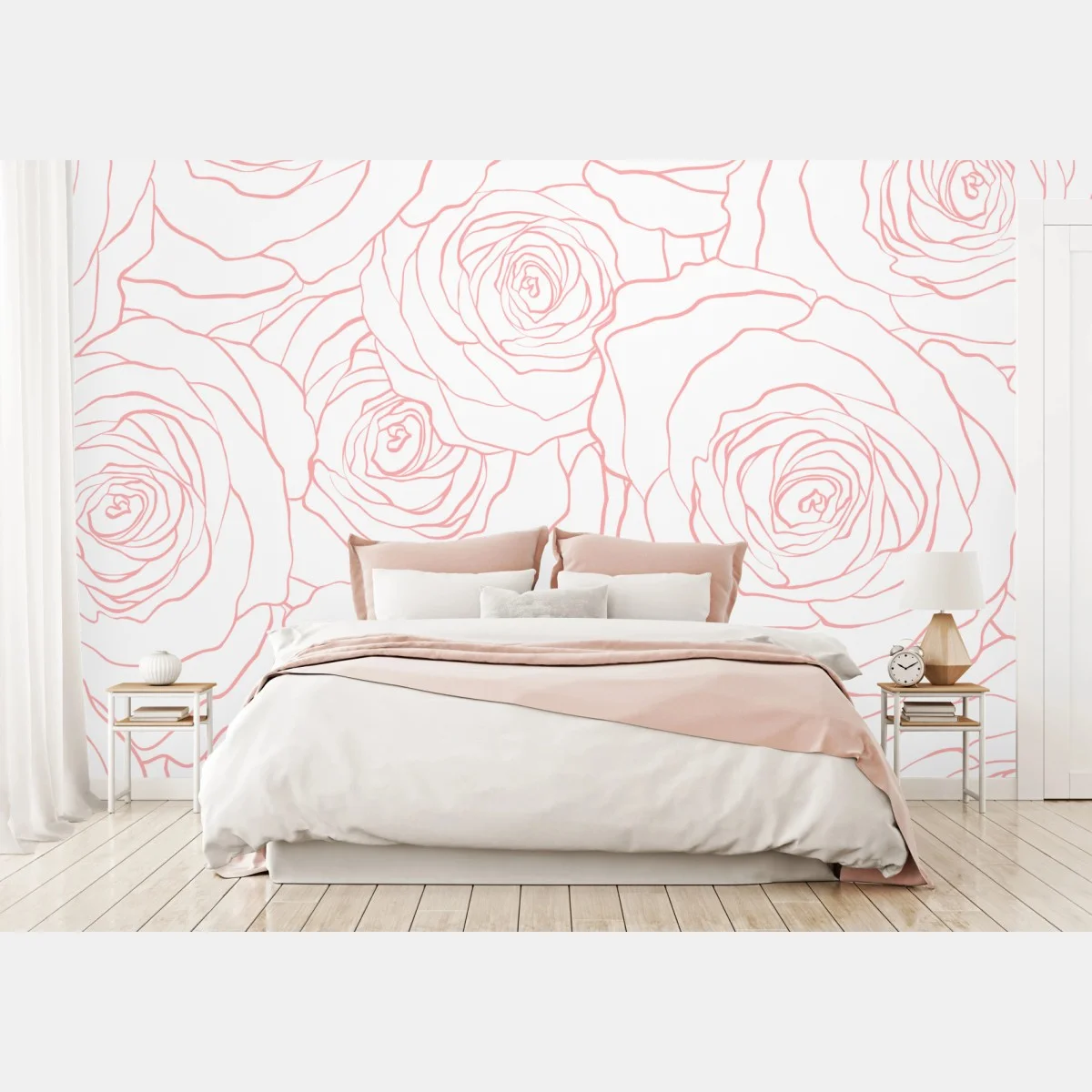 Papier peint motif floral minimaliste de roses délicates – Wallnifity® Papier peint motif floral minimaliste de roses délicates – Wallnifity®