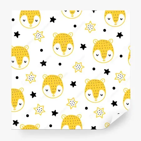 Papier peint motif oursons jaunes et étoiles pour chambre d'enfant – Wallnifity®