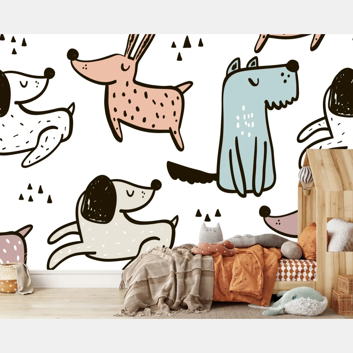Papier peint motif de chiens mignons aux couleurs pastel – Wallnifity® Papier peint motif de chiens mignons aux couleurs pastel – Wallnifity®