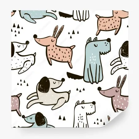 Papier peint motif de chiens mignons aux couleurs pastel – Wallnifity®