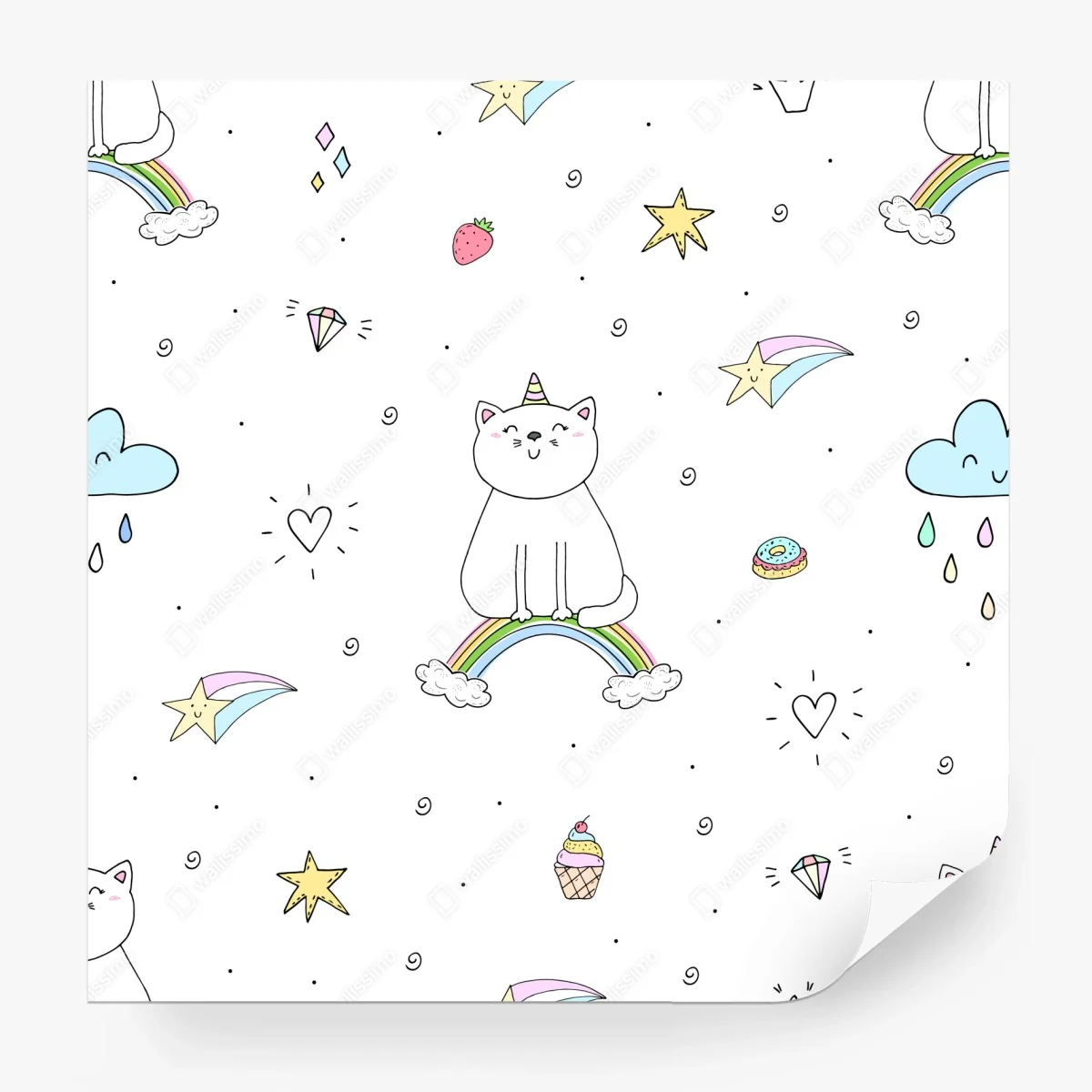Papier peint motif chaton arc-en-ciel mignon pour chambre d'enfant – Wallnifity® Papier peint motif chaton arc-en-ciel mignon pour chambre d'enfant – Wallnifity®