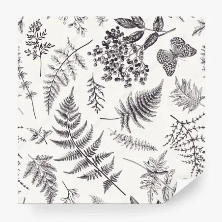 Papier peint motif botanique délicat en noir et blanc – Wallnifity®