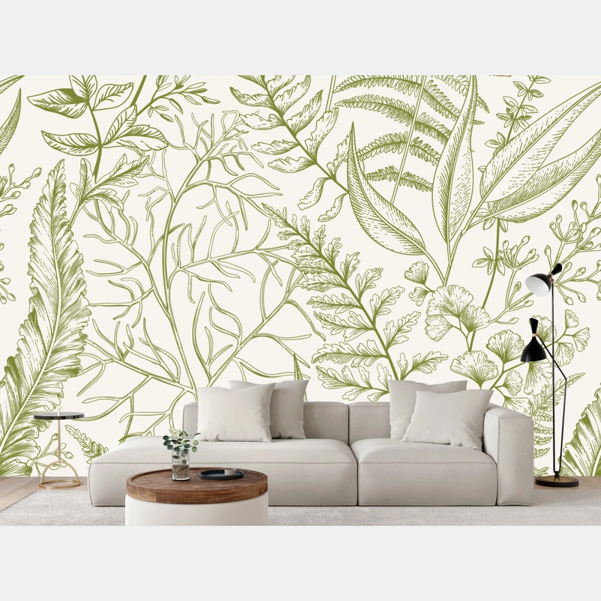Papier peint motif botanique feuilles et fougères – Wallnifity® Papier peint motif botanique feuilles et fougères – Wallnifity®