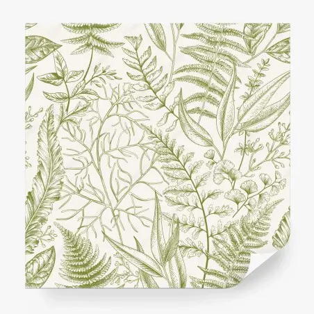 Papier peint motif botanique feuilles et fougères – Wallnifity®