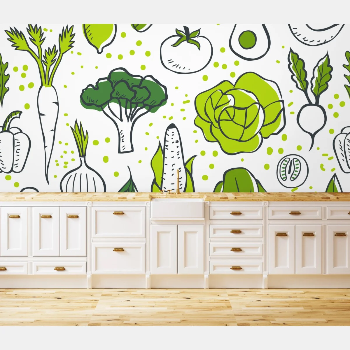 Papier peint motif légumes frais et graphiques – Wallnifity® Papier peint motif légumes frais et graphiques – Wallnifity®