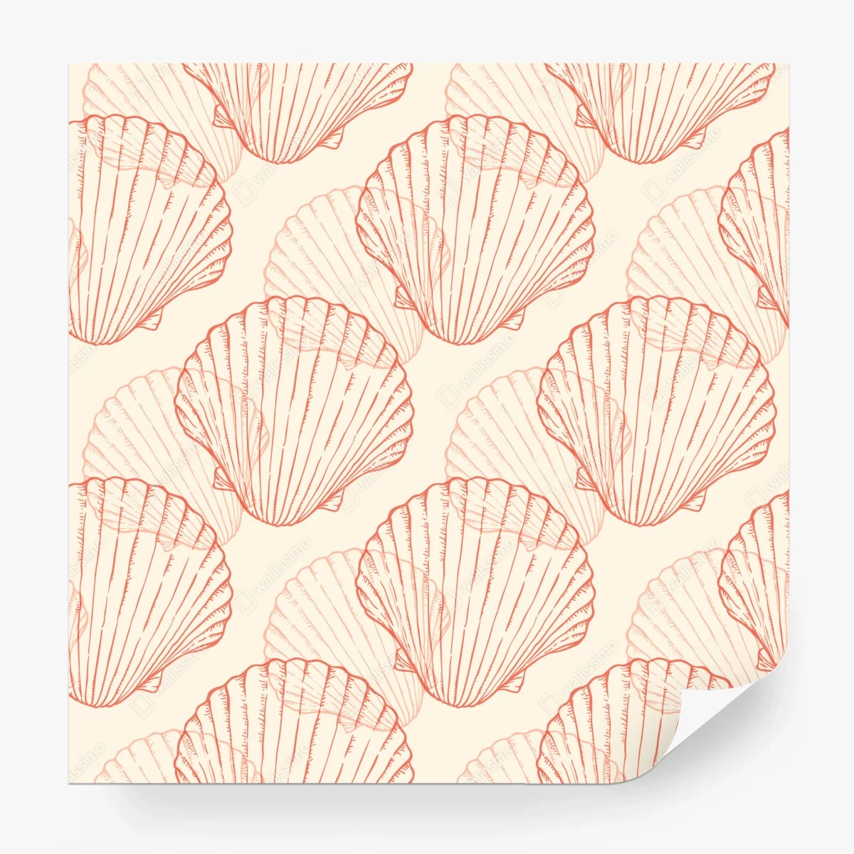 Papier peint motif coquillages corail sur fond beige – Wallnifity® Papier peint motif coquillages corail sur fond beige – Wallnifity®