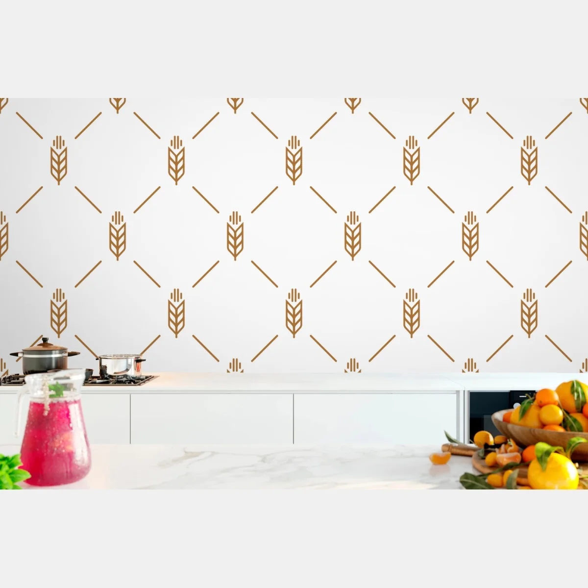 Papier peint motif épis de blé minimaliste – Wallnifity® Papier peint motif épis de blé minimaliste – Wallnifity®