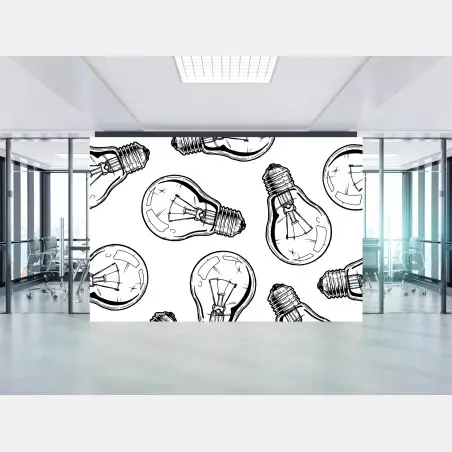 Papier peint motif ampoules vintage en noir et blanc – Wallnifity®