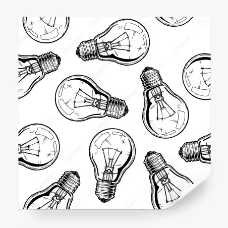Papier peint motif ampoules vintage en noir et blanc – Wallnifity®