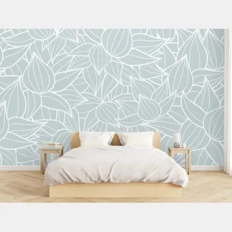 Papier peint motif floral délicat bleu pastel – Wallnifity®