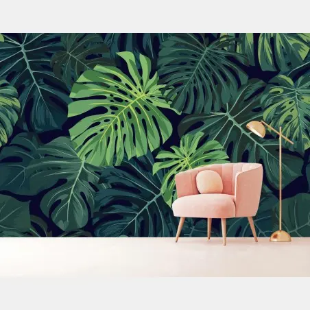 Papier peint feuillage tropical luxuriant – Wallnifity®