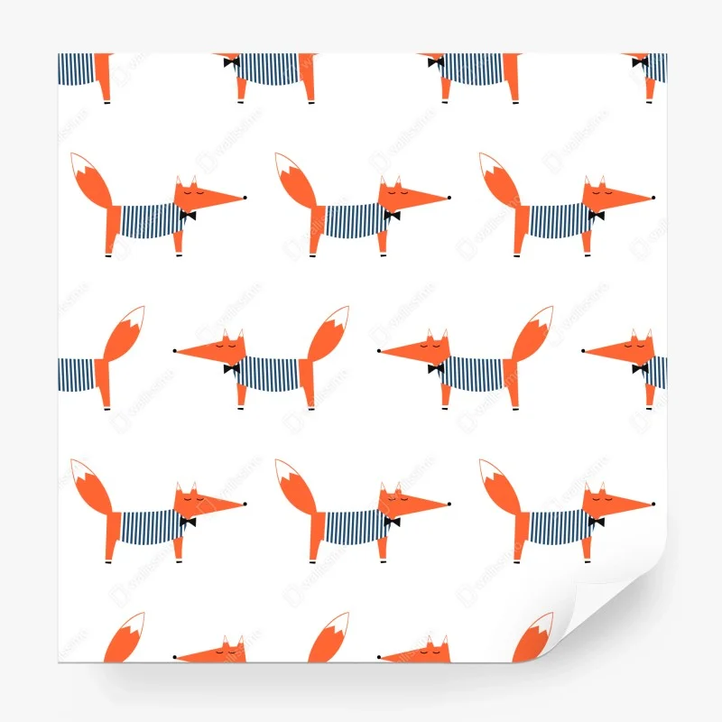 Papier peint motif renards espiègles à rayures – Wallnifity® Papier peint motif renards espiègles à rayures – Wallnifity®