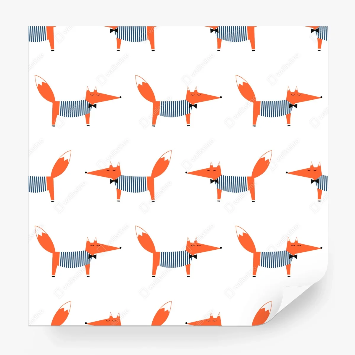 Papier peint motif renards espiègles à rayures – Wallnifity® Papier peint motif renards espiègles à rayures – Wallnifity®