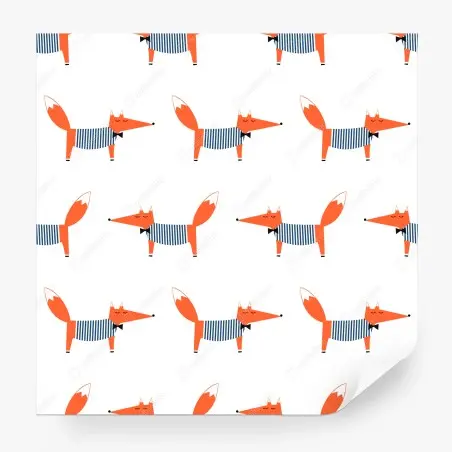 Papier peint motif renards espiègles à rayures – Wallnifity®