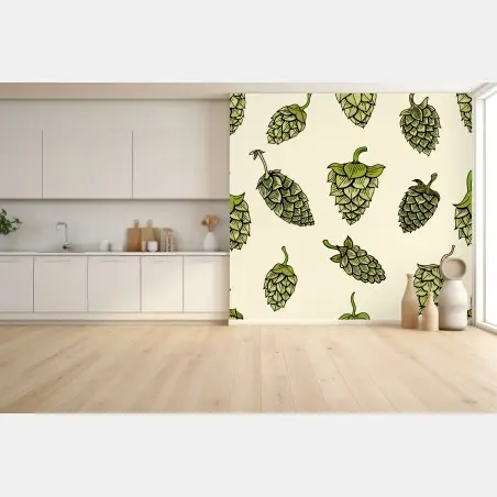 Papier peint motif de houblon graphique – Wallnifity®