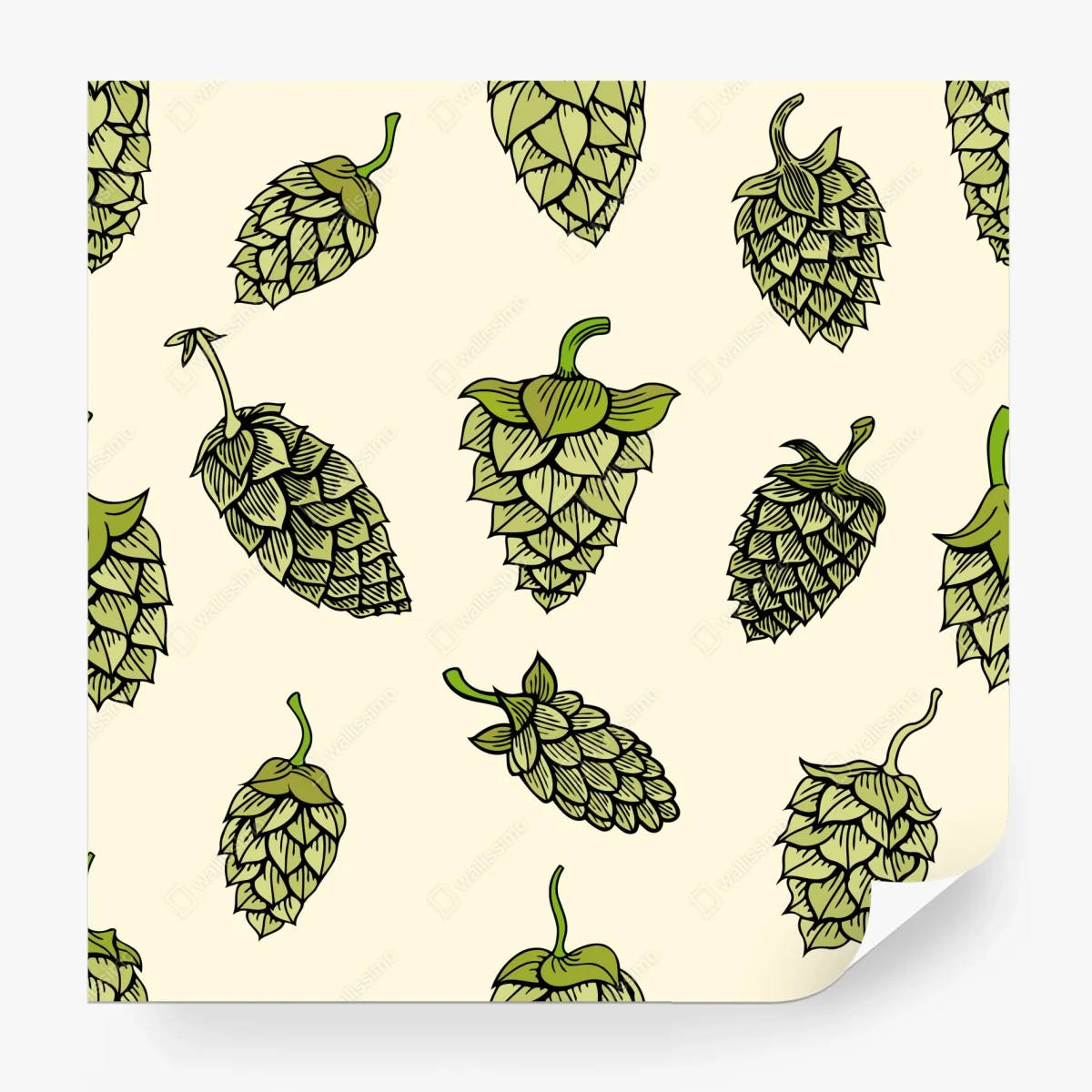 Papier peint motif de houblon graphique – Wallnifity® Papier peint motif de houblon graphique – Wallnifity®
