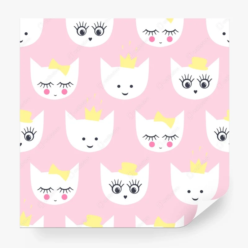 Papier peint charmant motif de chatons princesse sur fond rose – Wallnifity® Papier peint charmant motif de chatons princesse sur fond rose – Wallnifity®