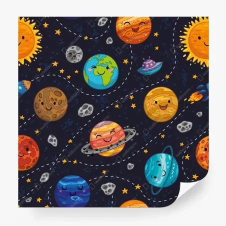 Papier peint système solaire joyeux pour chambre d'enfant – Wallnifity®