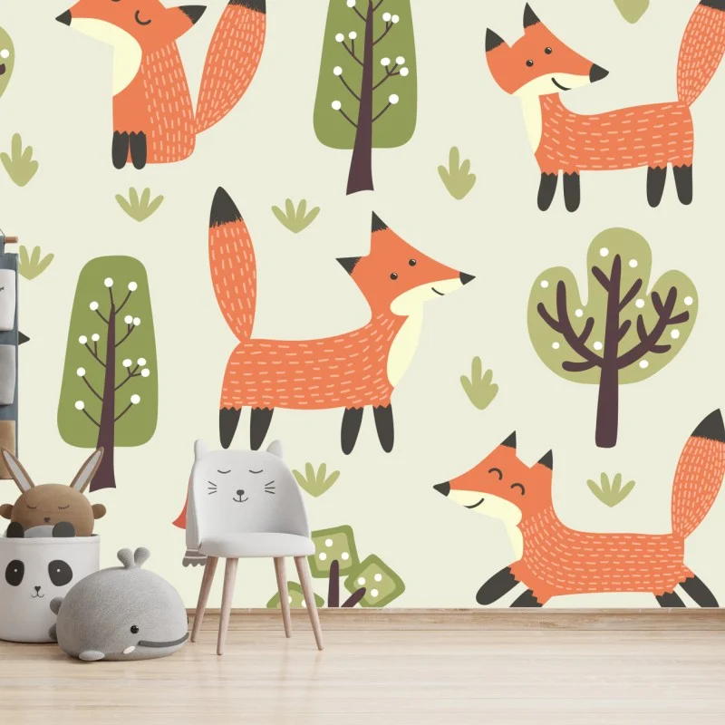Papier peint motif renard de la forêt pour chambre d'enfant – Wallnifity® Papier peint motif renard de la forêt pour chambre d'enfant – Wallnifity®