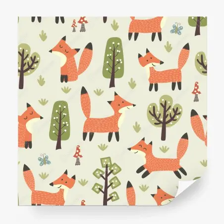 Papier peint motif renard de la forêt pour chambre d'enfant – Wallnifity®