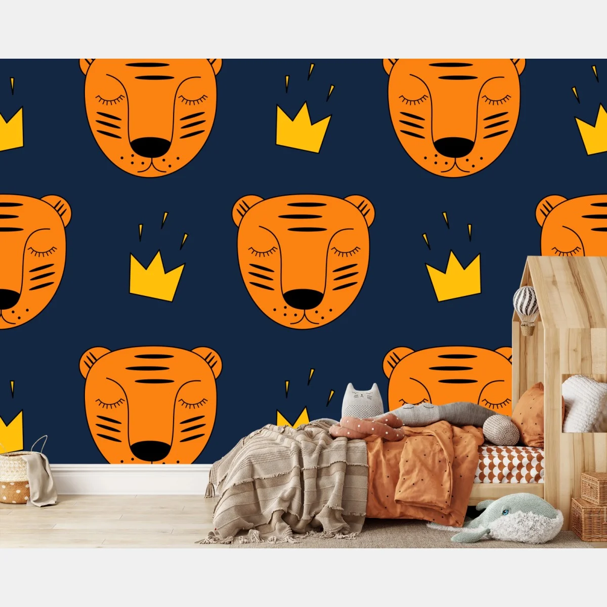 Papier peint tête de tigre royale sur fond bleu – Wallnifity® Papier peint tête de tigre royale sur fond bleu – Wallnifity®