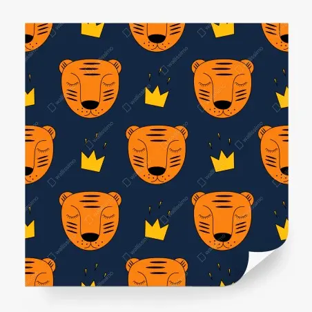 Papier peint tête de tigre royale sur fond bleu – Wallnifity®
