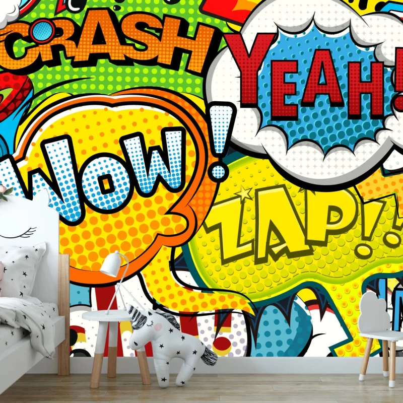 Papier peint décor pop art d'onomatopées colorées – Wallnifity® Papier peint décor pop art d'onomatopées colorées – Wallnifity®