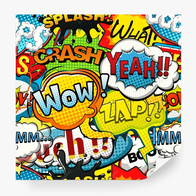 Papier peint décor pop art d'onomatopées colorées – Wallnifity® Papier peint décor pop art d'onomatopées colorées – Wallnifity®