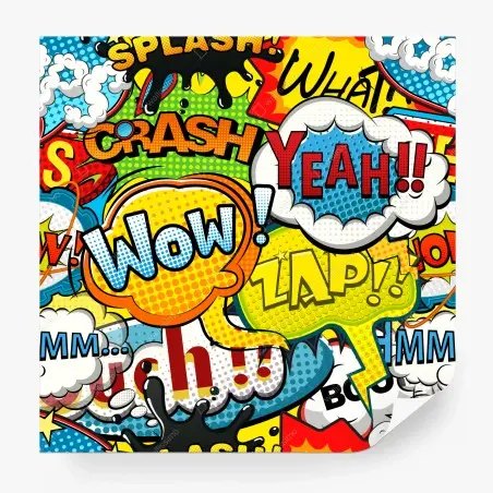 Papier peint décor pop art d'onomatopées colorées – Wallnifity®