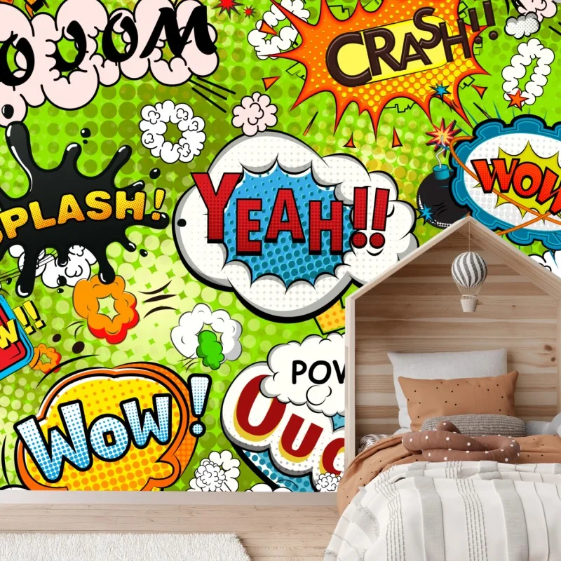 Papier peint motif pop art bande dessinée coloré et dynamique – Wallnifity® Papier peint motif pop art bande dessinée coloré et dynamique – Wallnifity®