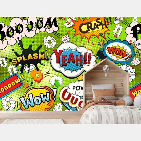 Papier peint motif pop art bande dessinée coloré et dynamique – Wallnifity®