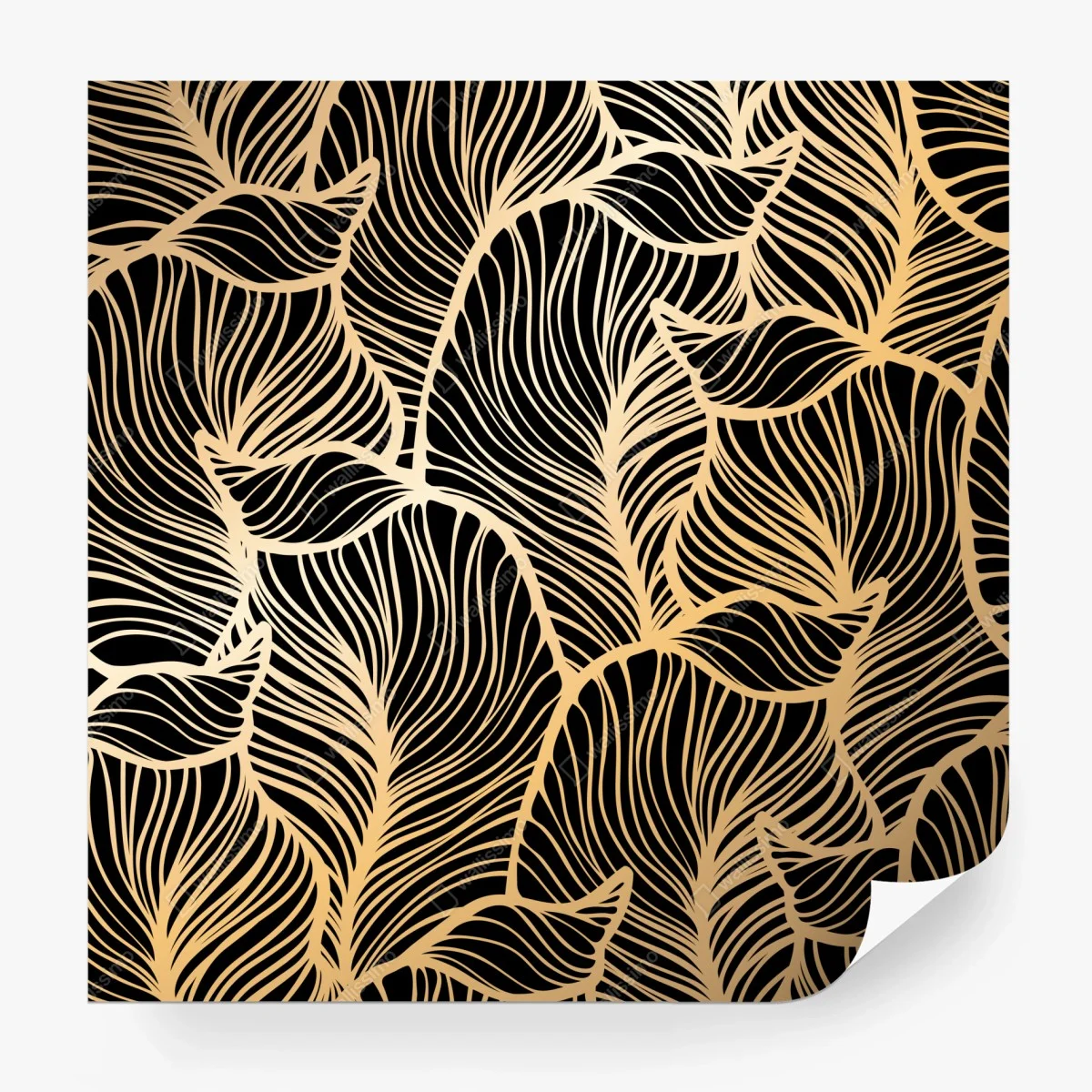 Papier peint motif feuilles dorées sur fond noir – Wallnifity® Papier peint motif feuilles dorées sur fond noir – Wallnifity®