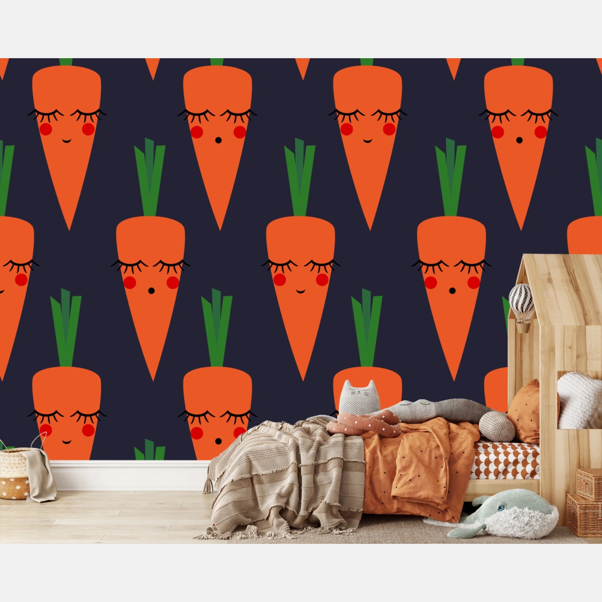 Papier peint motif carottes mignonnes pour décoration murale – Wallnifity®