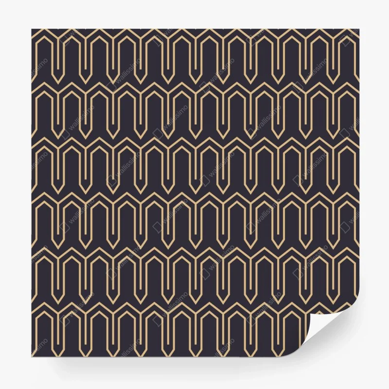 Papier peint motif art déco doré sur fond bleu marine – Wallnifity® Papier peint motif art déco doré sur fond bleu marine – Wallnifity®