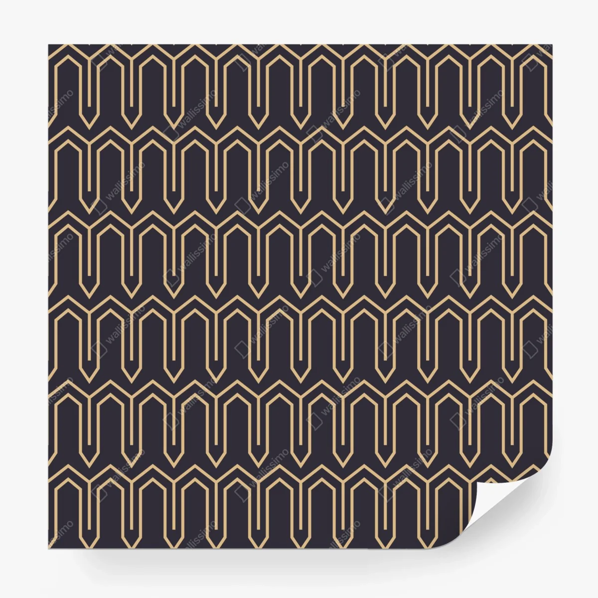 Papier peint motif art déco doré sur fond bleu marine – Wallnifity® Papier peint motif art déco doré sur fond bleu marine – Wallnifity®