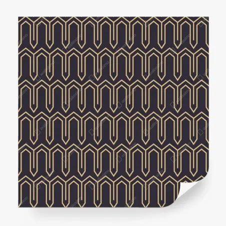 Papier peint motif art déco doré sur fond bleu marine – Wallnifity®