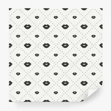 Papier peint motif lèvres minimalistes en noir et blanc – Wallnifity®
