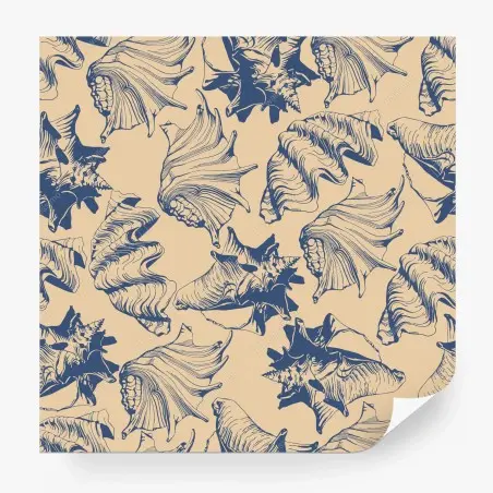 Papier peint motif coquillages marins rétro – Wallnifity®