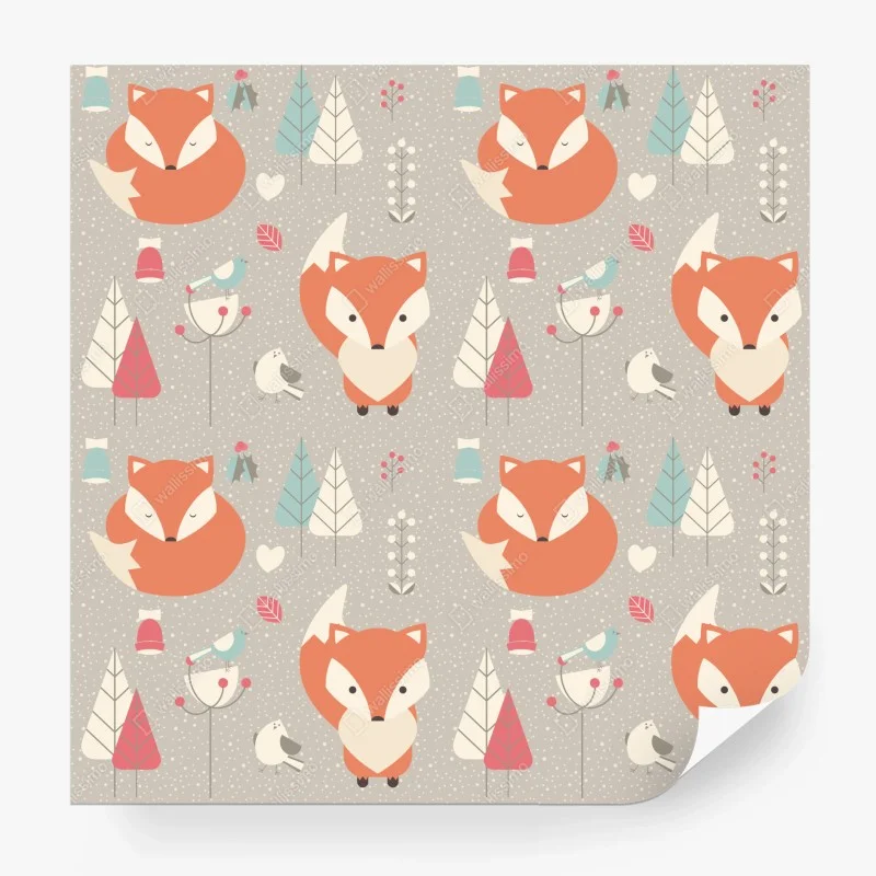 Papier peint motif renard scandinave pour chambre d'enfant – Wallnifity® Papier peint motif renard scandinave pour chambre d'enfant – Wallnifity®