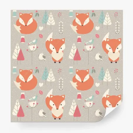 Papier peint motif renard scandinave pour chambre d'enfant – Wallnifity®