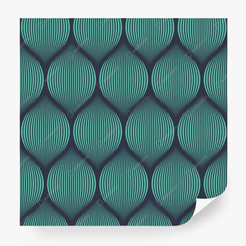 Papier peint motif géométrique turquoise et bleu marine – Wallnifity®
