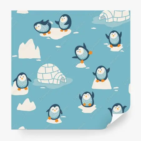 Papier peint douce scène de pingouins sur la banquise – Wallnifity®