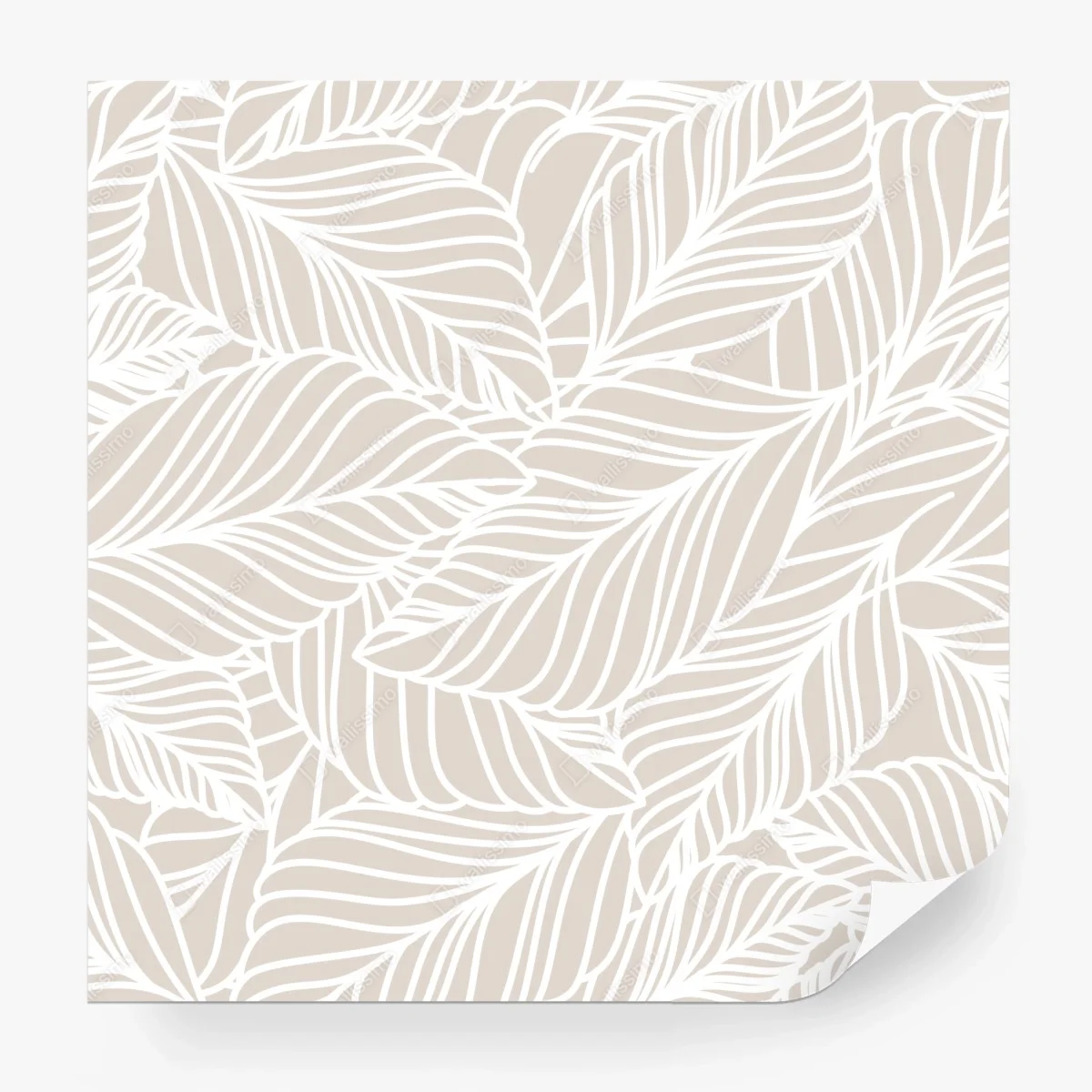 Papier peint motif de feuilles beige et blanc minimaliste – Wallnifity®