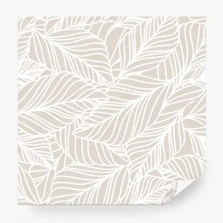 Papier peint motif de feuilles beige et blanc minimaliste – Wallnifity®