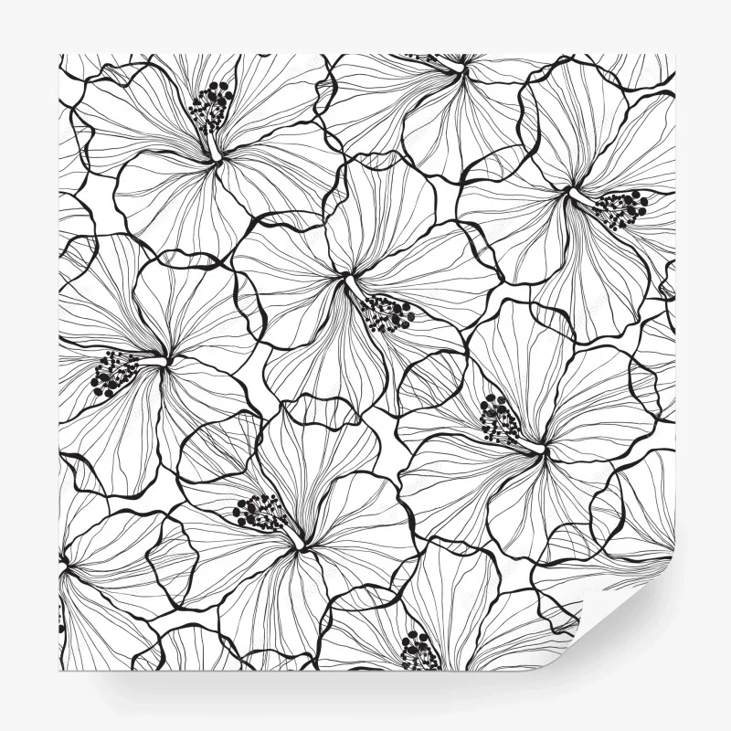 Papier peint motif floral graphique noir et blanc pour décoration murale – Wallnifity® Papier peint motif floral graphique noir et blanc pour décoration murale – Wallnifity®