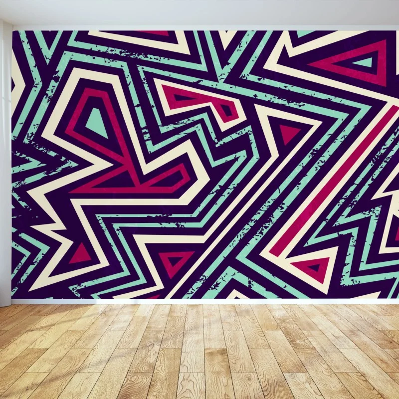 Papier peint motif géométrique rétro aux triangles colorés – Wallnifity® Papier peint motif géométrique rétro aux triangles colorés – Wallnifity®