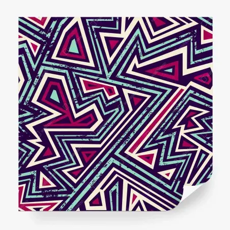 Papier peint motif géométrique rétro aux triangles colorés – Wallnifity®