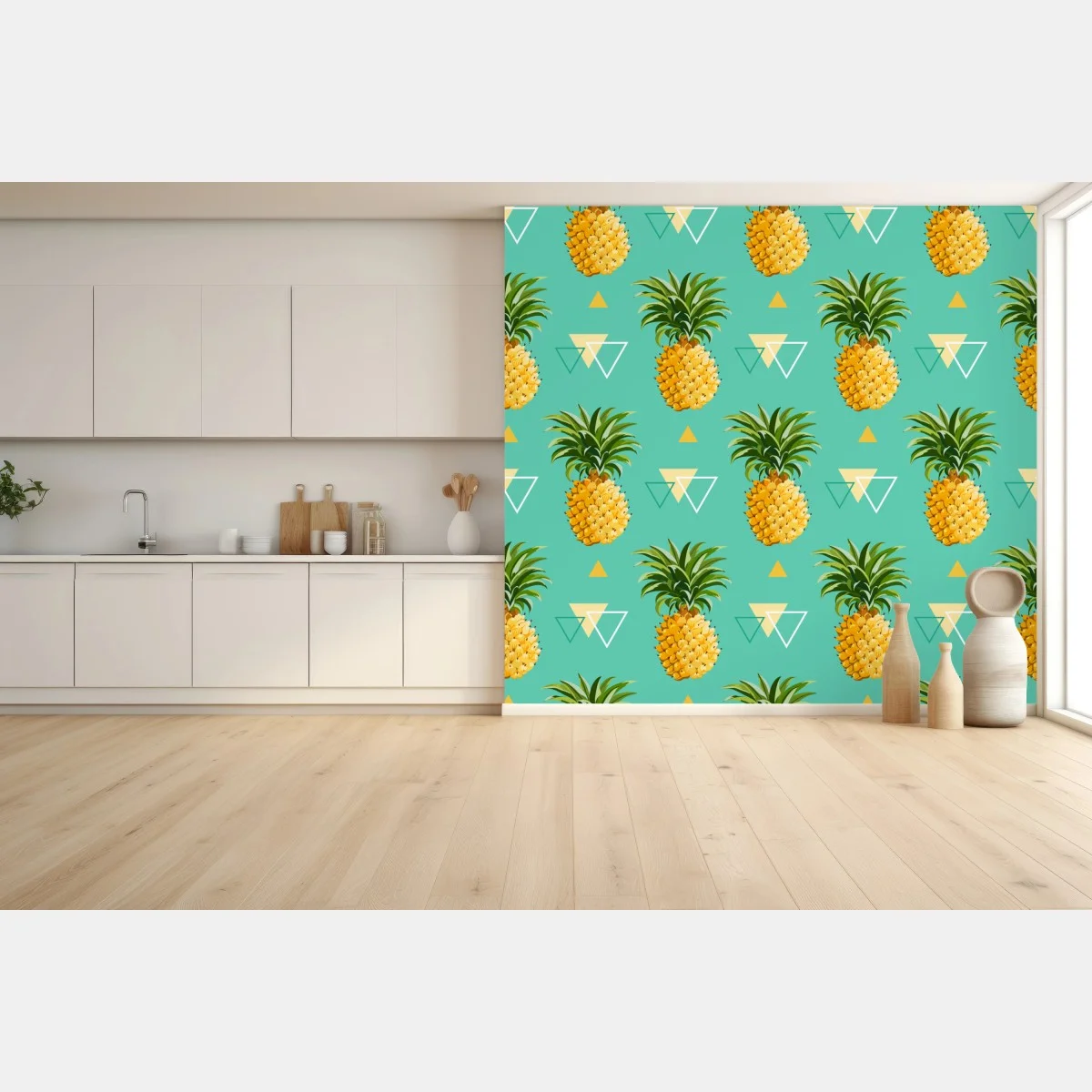 Papier peint motif ananas tropical géométrique – Wallnifity® Papier peint motif ananas tropical géométrique – Wallnifity®