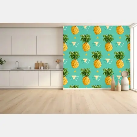 Papier peint motif ananas tropical géométrique – Wallnifity®